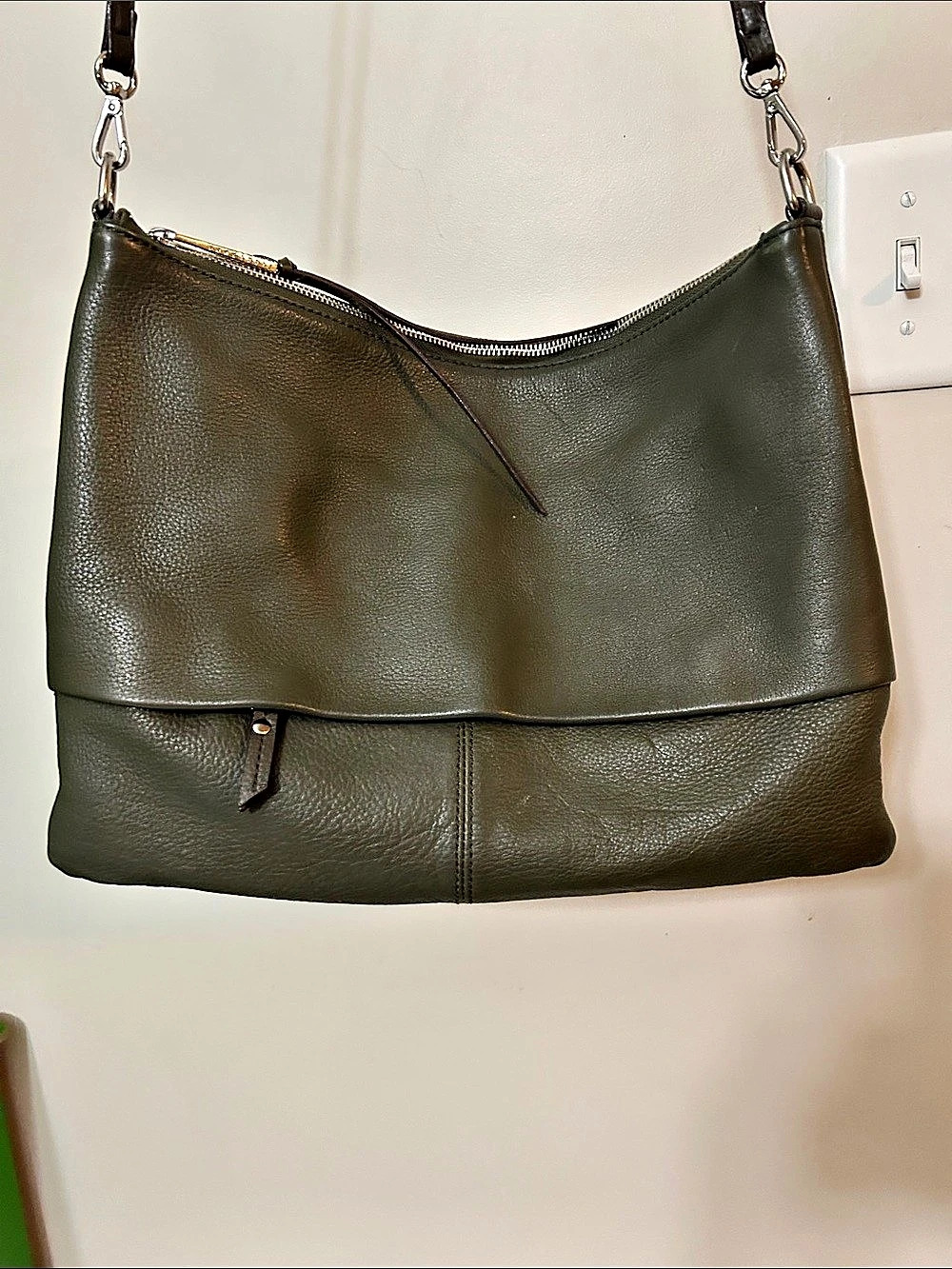 Sanctuary Shoulder or Crossbody Leather Purse in Olive Green